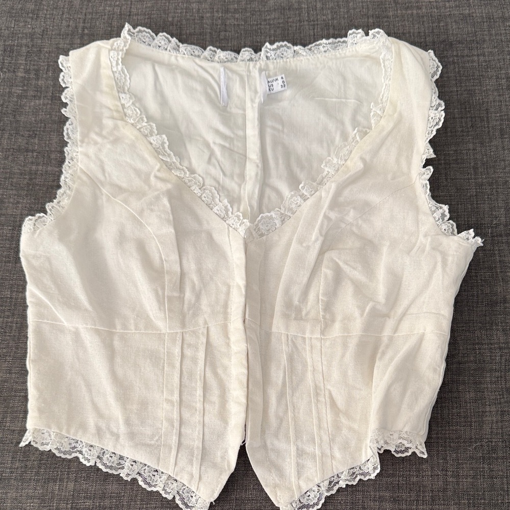 Princess Polly Cream Lace Trim Crop Top